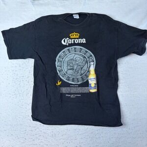 Corona Graphic T-Shirt Mens XL Black Maya Calendar Playa del Carmen Mexico